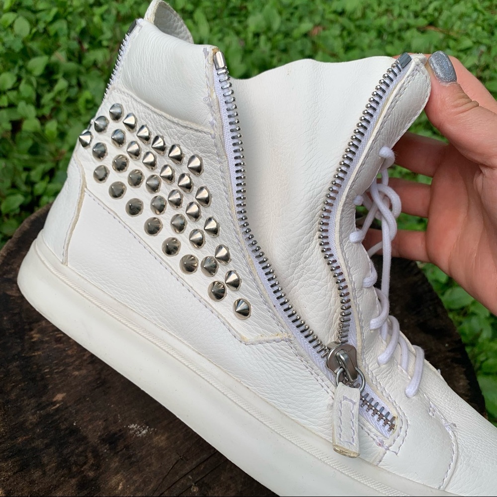 Giuseppe Zanotti white spiked high top sneakers EUR 42 - Picture 11 of 15
